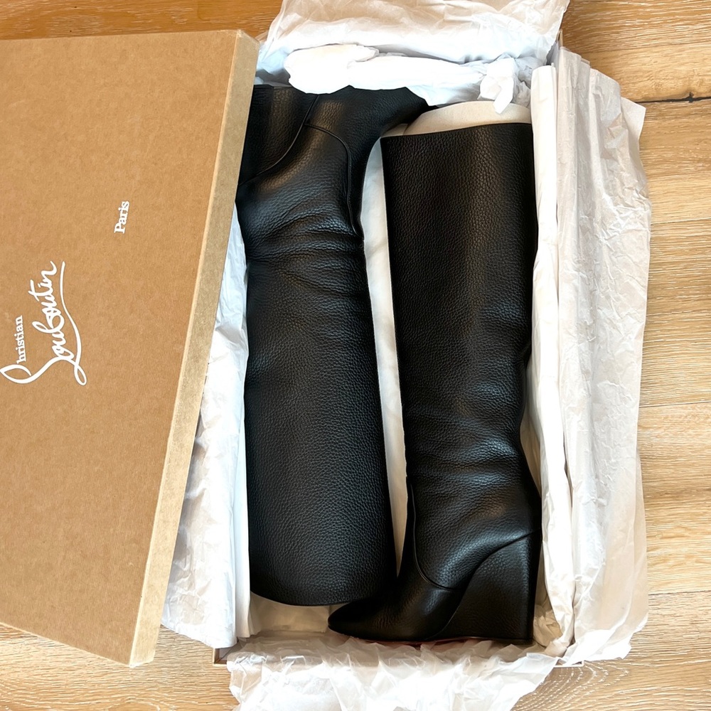 Christian Louboutin tall boots in black size 38.5 Run small